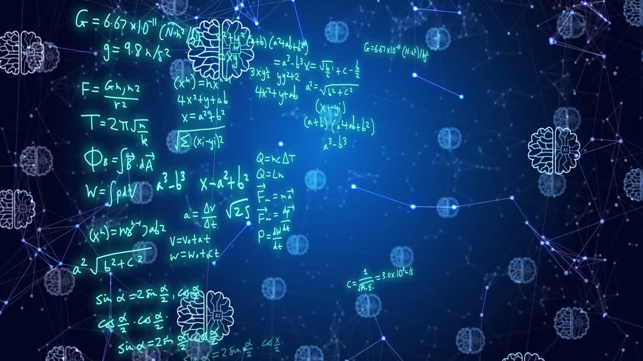 Animation of ai data processing over connections with icons