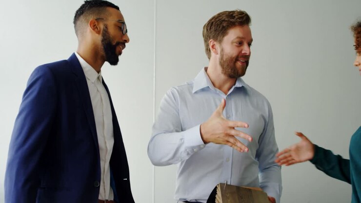 Architects shaking hands with each other 4k