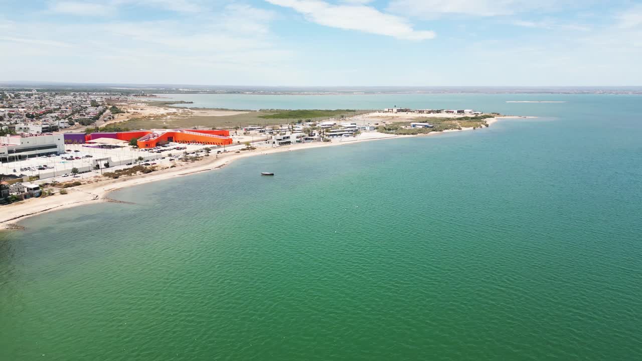 Coastal beach view with clear sea in La Paz, Playa Posada, Baja California Sur