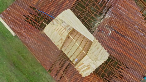 wooden roof being built