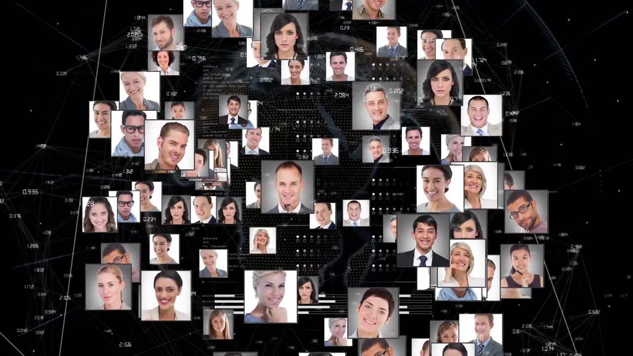 Digital Globe Animation with Diverse Professional Portraits