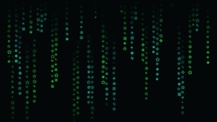 Digital Matrix Style Falling Green Symbols Animation