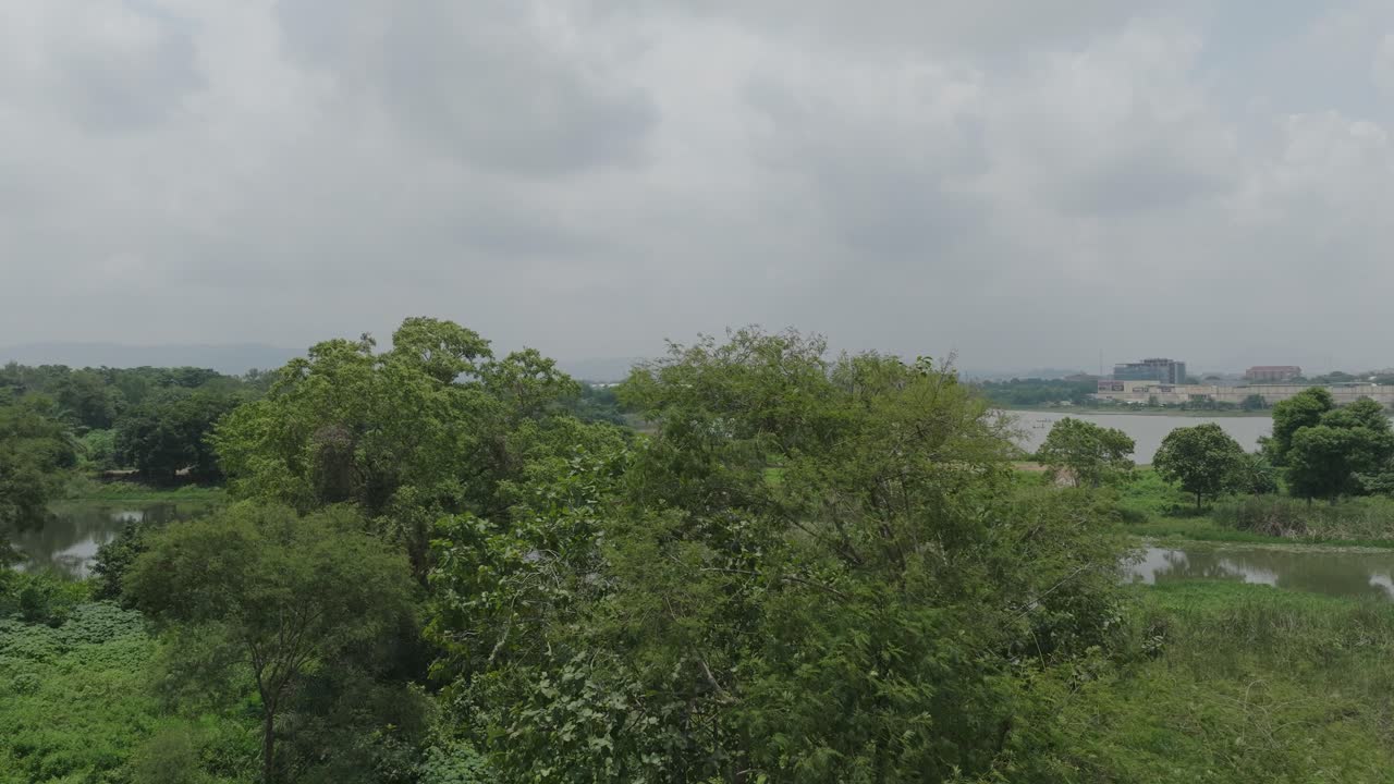 공중 - jabi 호수, jabi 저수지, abuja, 나이지리아, 아프리카, 떠오르는 공개