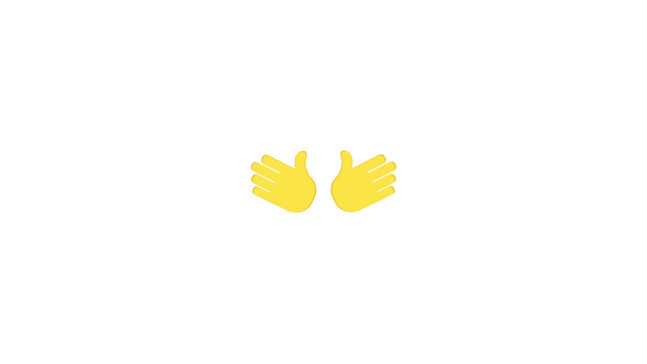 Animated Yellow Hands Clapping on White Background