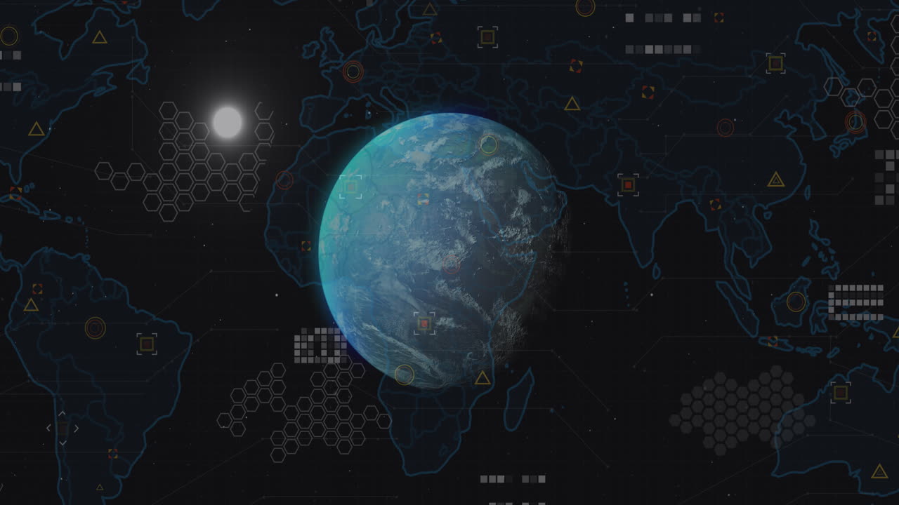 Animation of data processing over globe