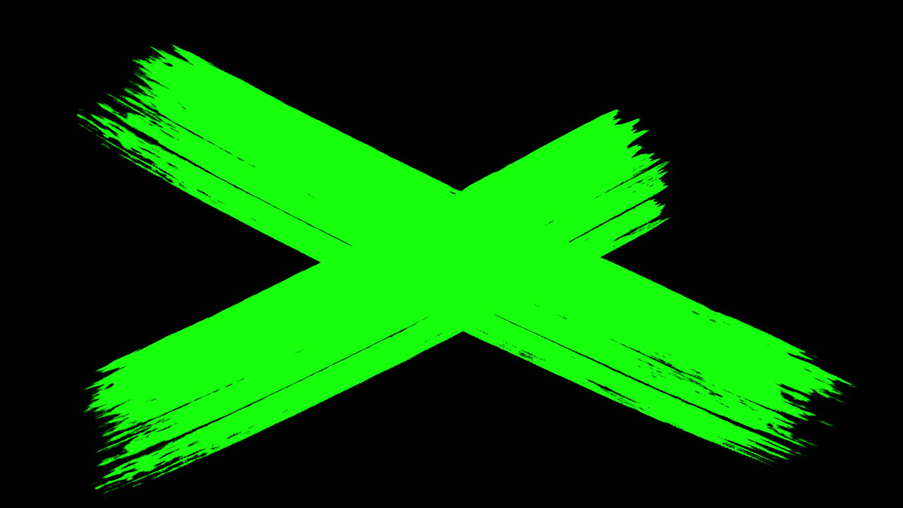 Transizioni animate con pennellate su schermo verde.