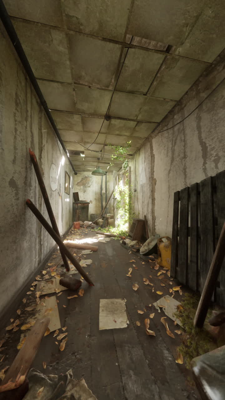 버려진 그리고 잔디로 가득 찬 복도