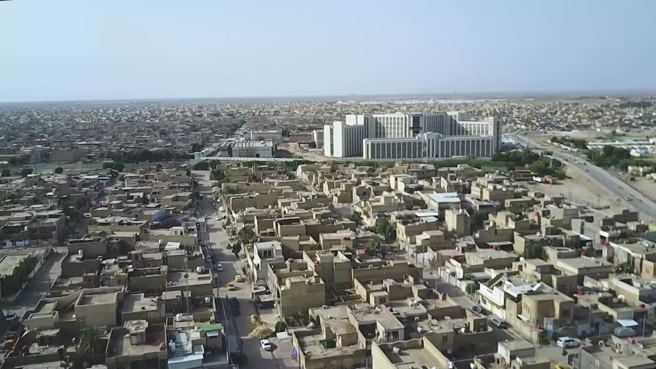 aerial footage of  Amarah city in Baghdad