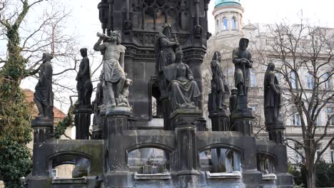 detail of the statues of the kranner's fountain prague, monument dedicated to emperor franz i of austria