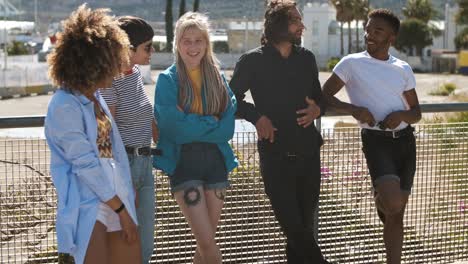 stylish diverse friends on street