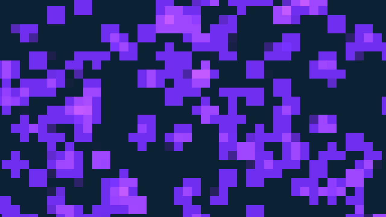 Vibrant purple grid of floating squares on dark background