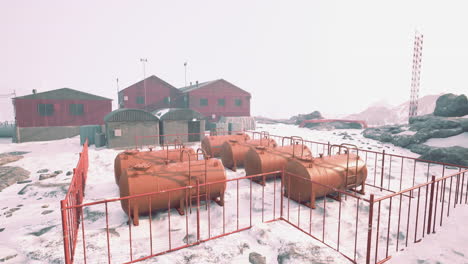 arctic research station in snowy mountains