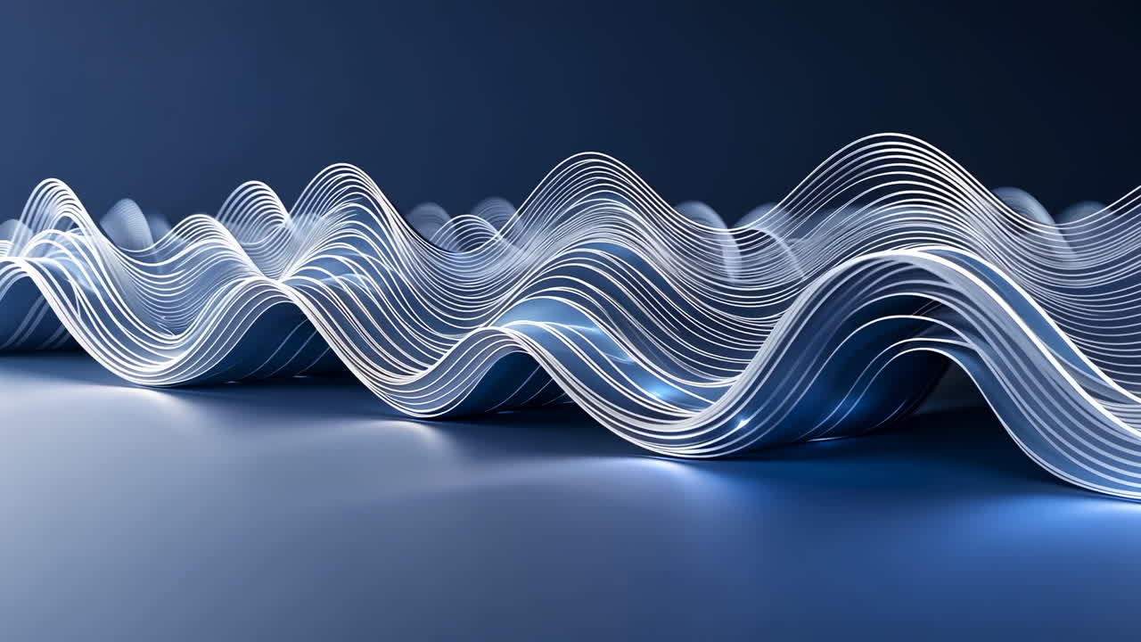 Abstract Blue Wavy Lines and Digital Sound Waves