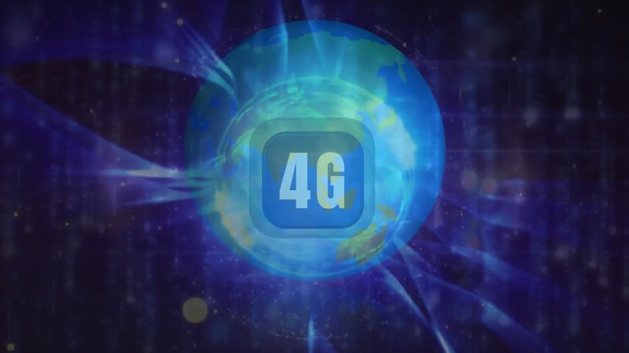animación de texto 4g en el globo