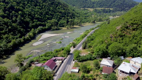 georgian roads following beautiful rivers and green forests