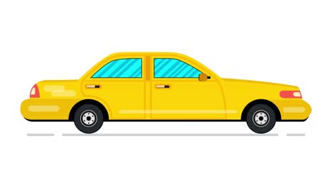 cartoon yellow car animation. looped animation. 4k resolution