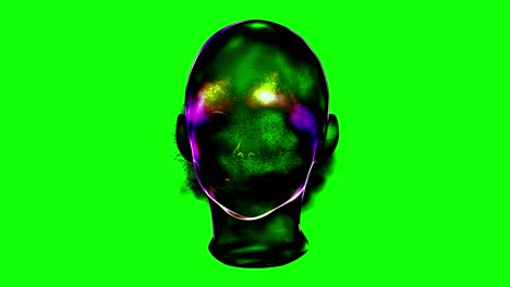 green screen illustration of artificial intelligence and machine learning face, future technology machine learning