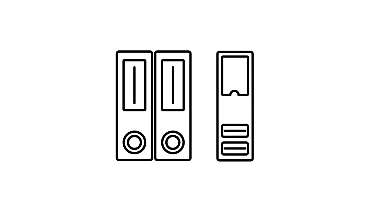 Line Art Animation of Three Office Binders