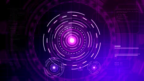 una pantalla futurista de color púrpura hacia arriba.