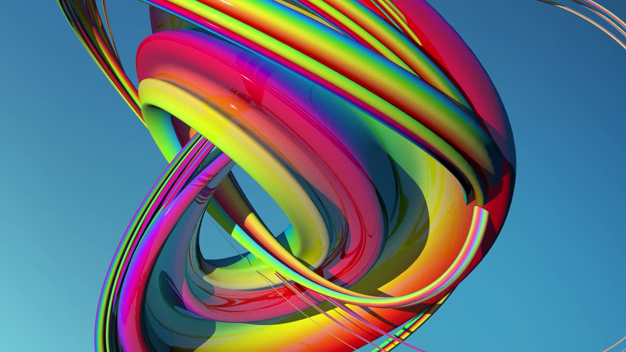무지개 색의 추상적인 애니메이션 3d 모양