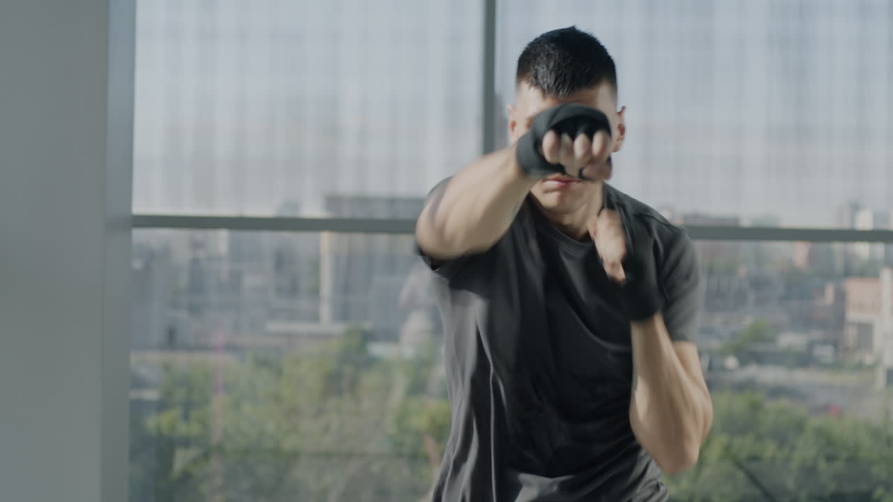 Man Boxing Workout in Gym