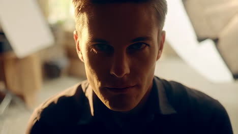 intense male portrait in dramatic lighting