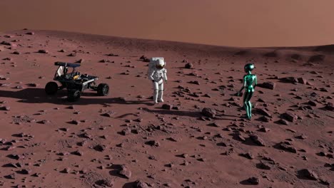 astronaut meets alien on mars