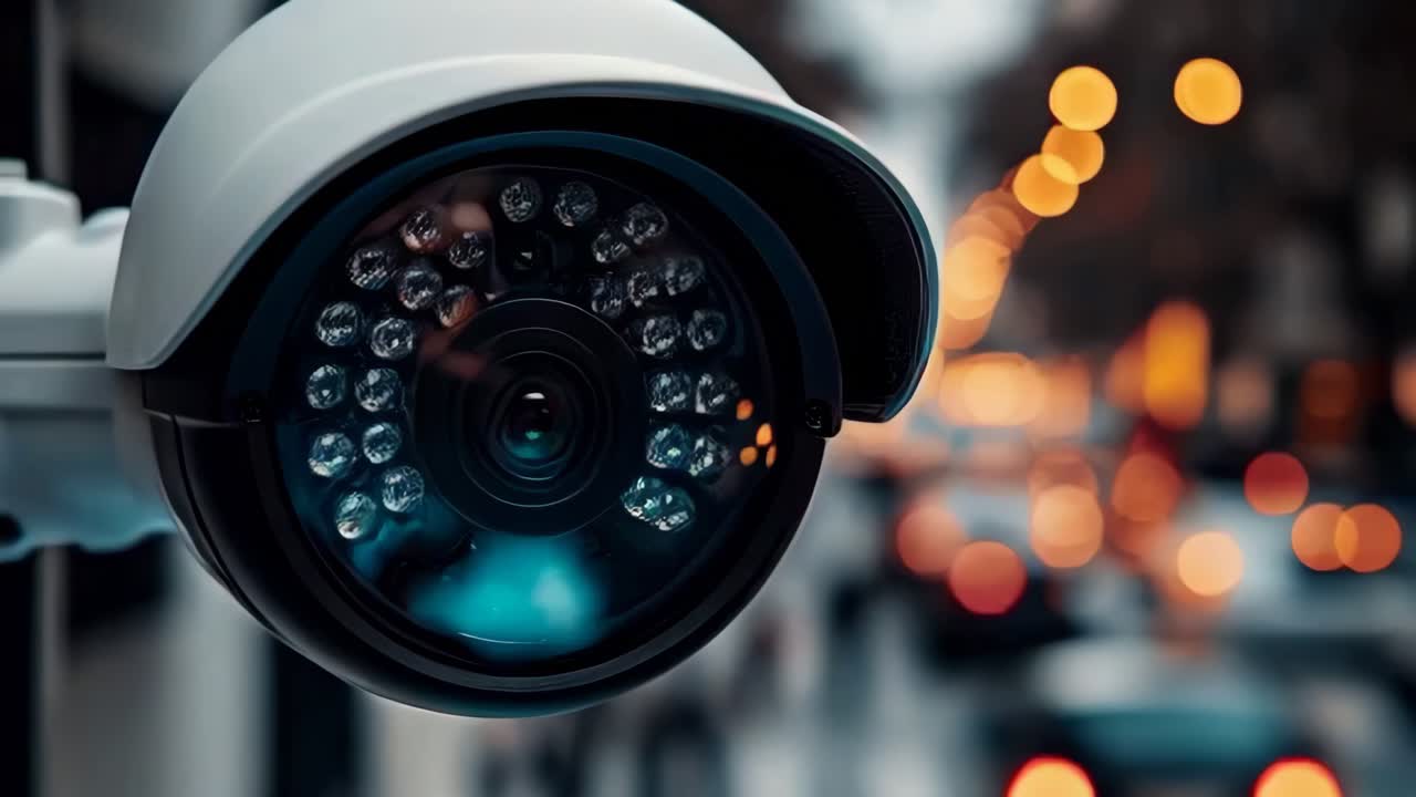 Surveillance and security camera in the public road.