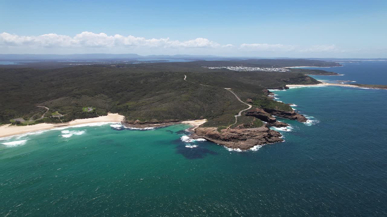 Bongon Head And Frazer Beach In New South Wales, Australia - Aerial Panoramic
