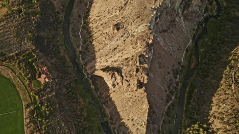 terrebonne oregon aerial v54 vertical top down view, flyover smith rock state park capturing winding crooked river and unique canyon rock formation from above - shot with mavic 3 cine - august 2022