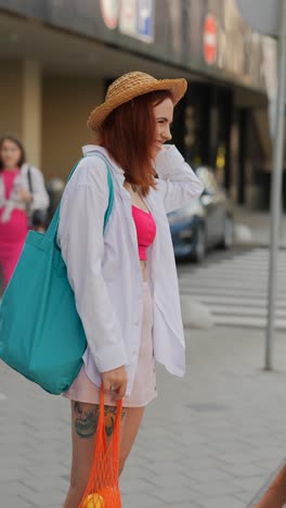 stylish woman in urban setting