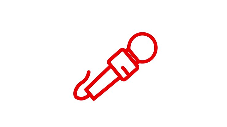 Animated Red Outline Microphone Icon on White Background
