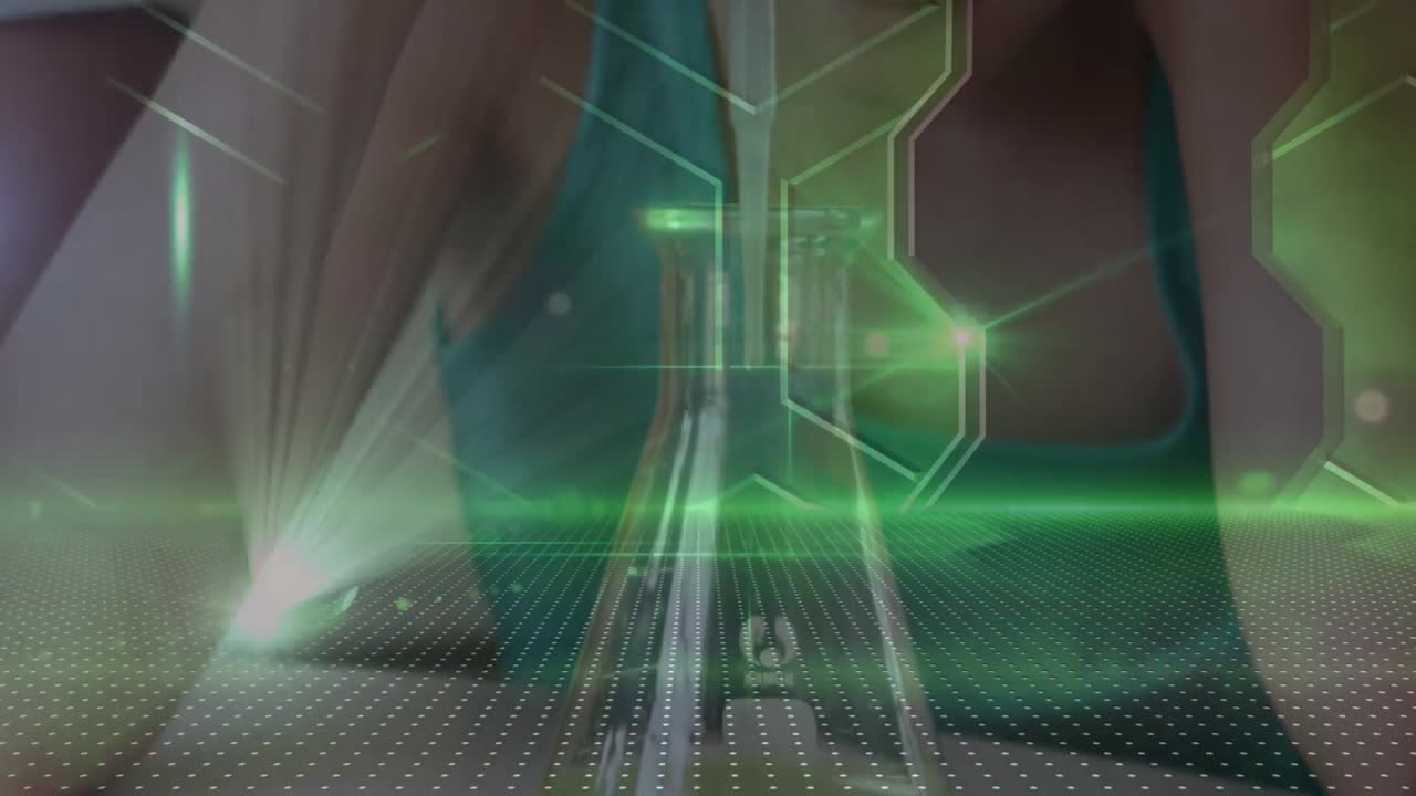 실험을 하는 백인 여학생에 대한 모양의 애니메이션