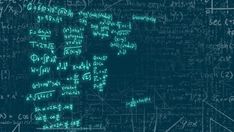 animación de fórmulas matemáticas y procesamiento de datos científicos sobre un fondo negro