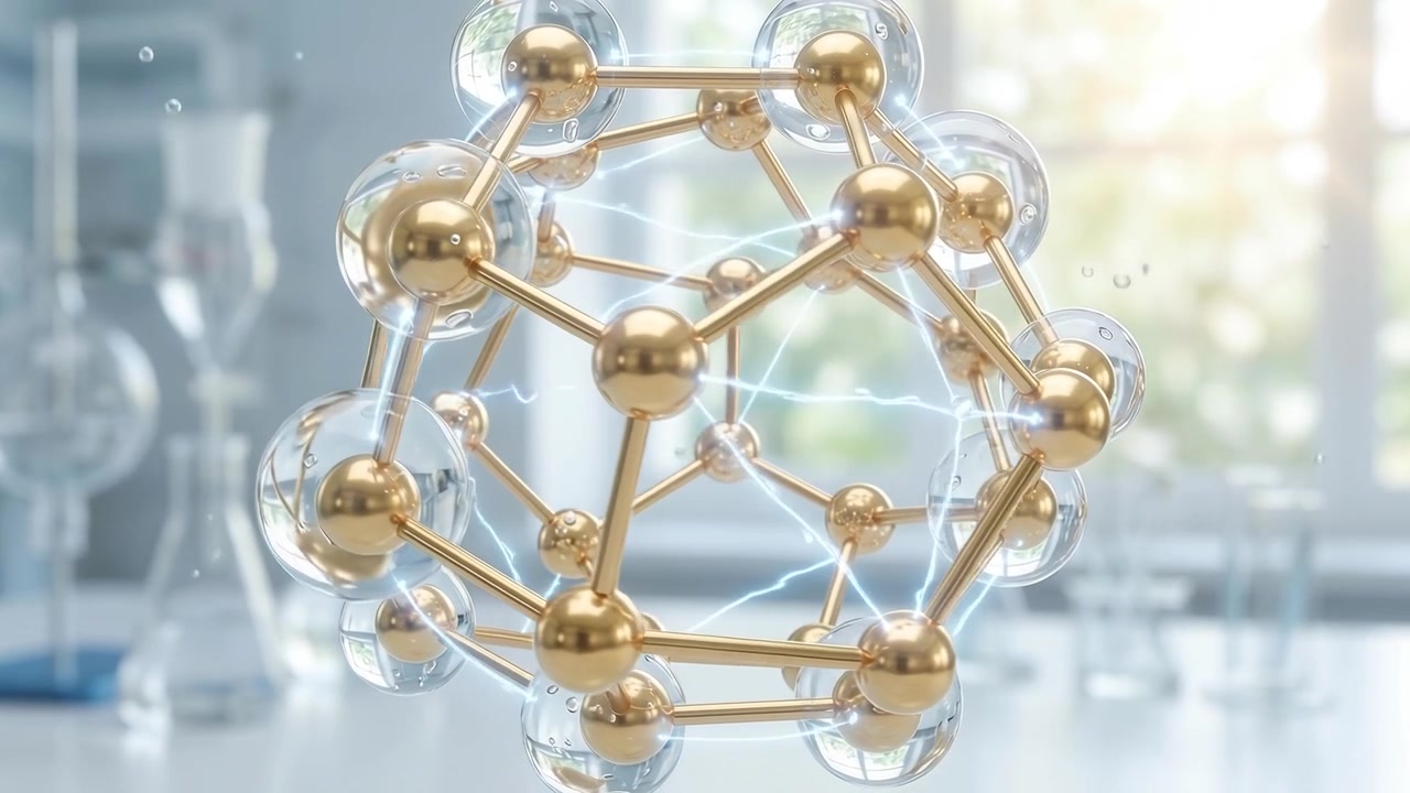 Abstract 3D Molecular Structure with Electric Sparks in Laboratory