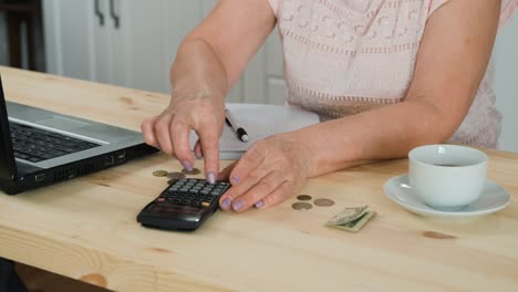 senior woman writing down spending and savings