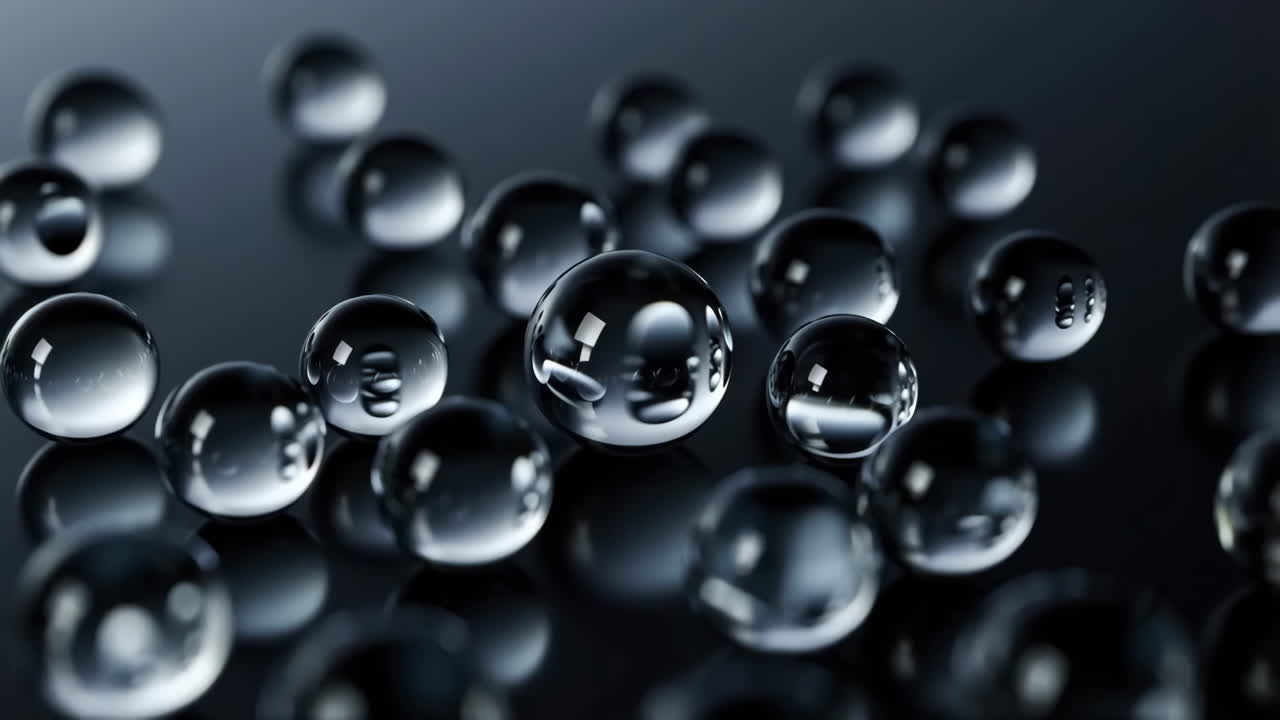 Clear Spheres with Reflections on Dark Surface