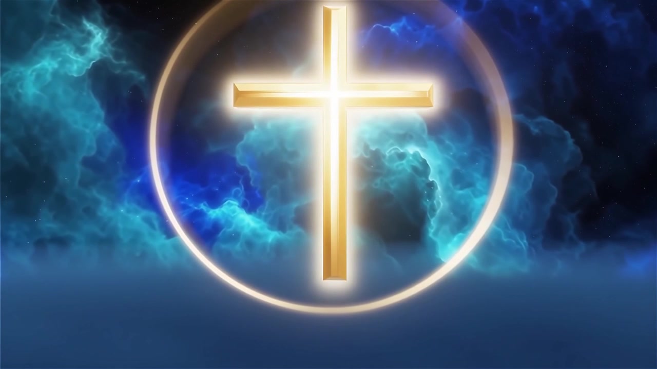 Croce Cristiana Luce Celestiale Sfondo per il Culto.