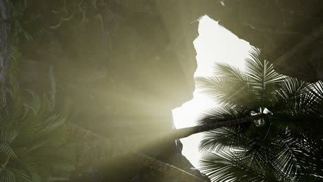 sun light inside mysterious cave