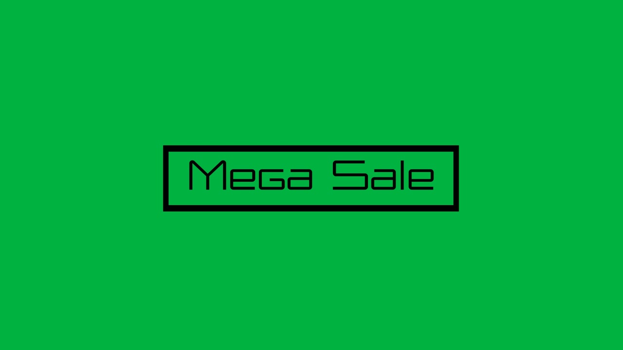 Mega Sale Text Animation with Digital Glitch Effect on Green Screen