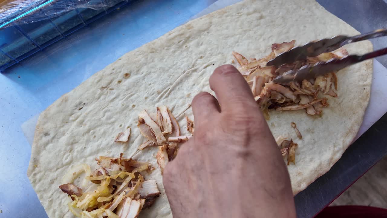 preparación de shawarma