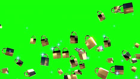 security lock particle loop animation green screen