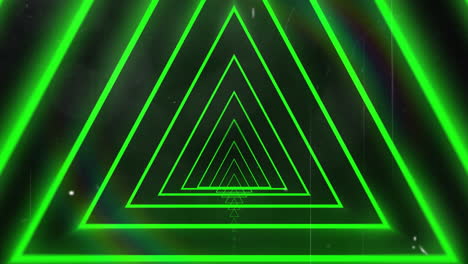 animation of glowing green neon light trails moving over black background