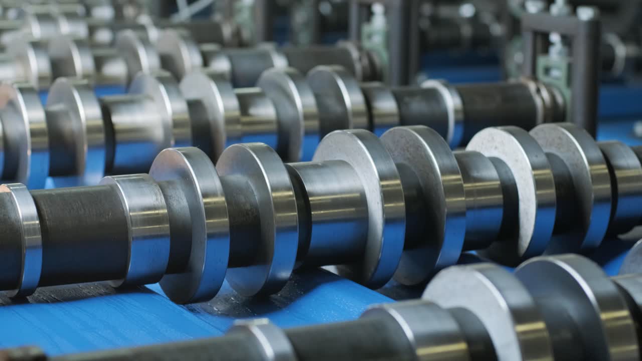 Metal sheet forming machine at the modern metalwork factory.