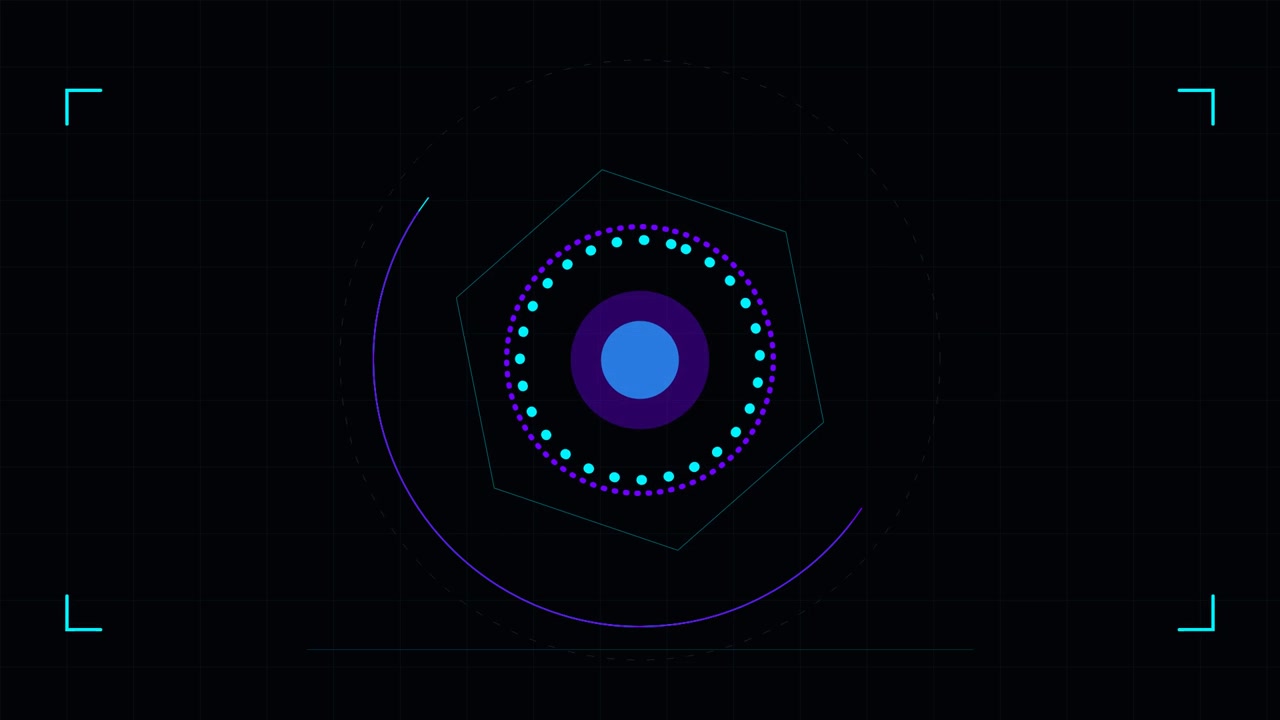 Abstract Digital HUD Interface with Rotating Circular Elements
