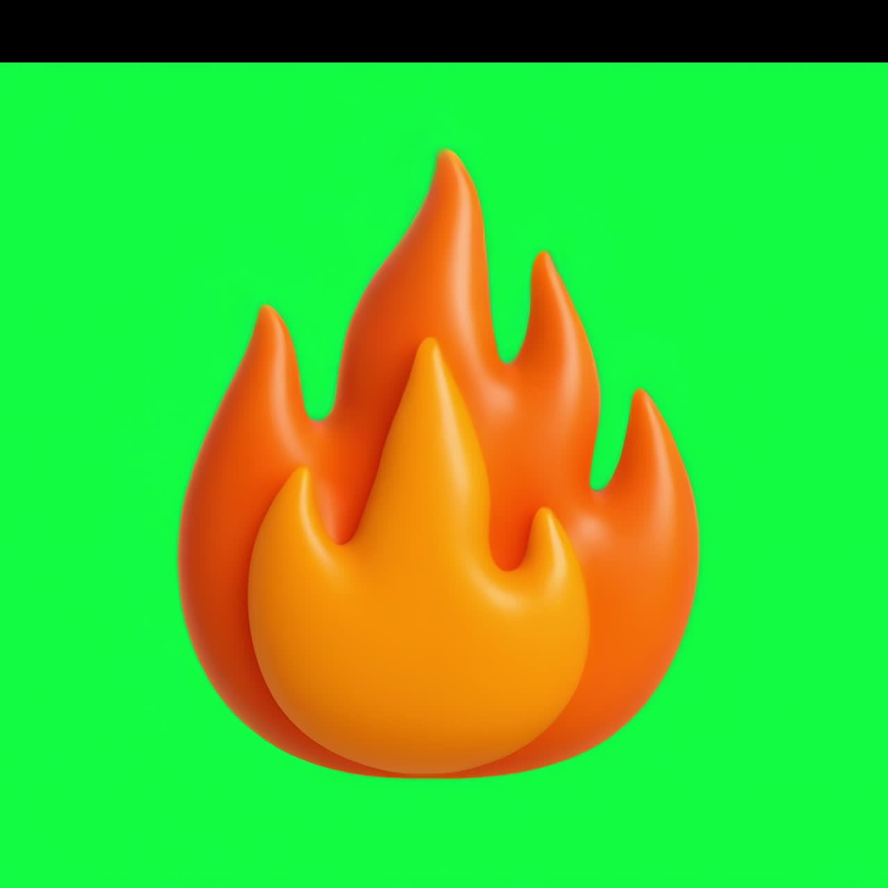 Vibrerende 3D-rendering af en animeret brand-emoji, isoleret aktiv, transparent 4K-video, alfakanal, ProRes