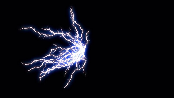 Movimento di energia come un fulmine su sfondo nero