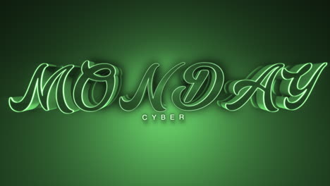 dark monochrome cyber monday text on green gradient