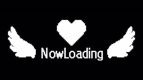 pixel corazón ángel cargando animación de texto 1080p - 30 fps - canal alfa