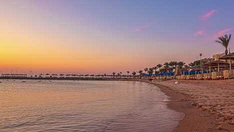 albatros hotel beach time lapse with calm sea on sand, hurghada egypt